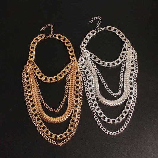 Gothic Punk Platform High Heels with Multi-Layer Chain Tassel Ankle Strap - Black & Chunky Heels, Year-Round Wearable Statement for Parties, Valentine's Day, Everyday (Durable Chain Foot Accessories)