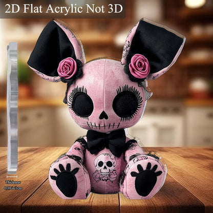 2D Flat, 1pc Gothic Mouse Plush Toy Acrylic Desktop Decor - 2D Print Skull & Rose Design, Black and Pink Style for Halloween Christmas Bar Cafe, 5.9"x 5.11", Friend's gift Idea, Bohemian Aesthetic Craftsmanship, 2D Flat, Chri SS69