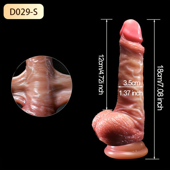 1pc Realistic Silicone Dildo 8.5inch, Foreskin Dildo with Suction Cup, Non-Electric Female Masturbator, Big Dick Anal Sex Toy for Women, Adult Erotic Play Accessory SS69 20.69 D029-S