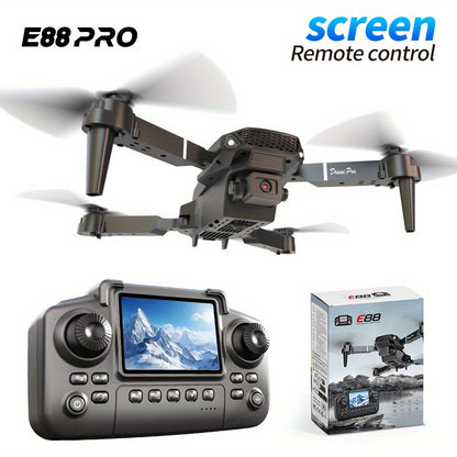 E88 Pro Version 2025 HD Dual Camera Drone with Screen Control - No Cellphone Required, One-Key Takeoff, Wi-Fi App Control, USB Charging, Durable & Reliable, Ideal for Beginners, Perfect Gift for Outdoor Camping and Vloggin SS69