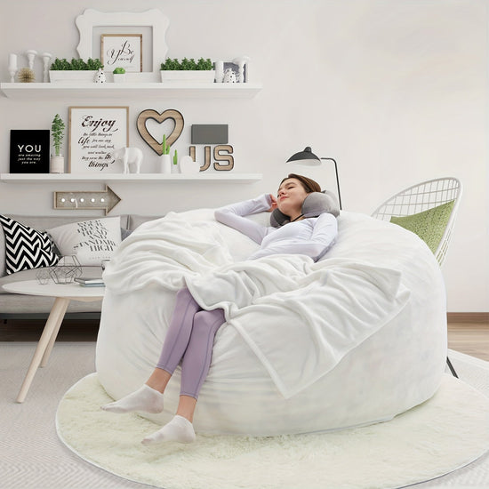 Bean Bag Chair(Give 3 Gifts:U-shape Pillow, Blanket Pillow, 6FT Carpet)Comfy Lazy Sofa Bed, Including 50 Pounds Of Filler, Large 6' Bean Bags With Memory Foam Filled, Large Beanbag Chairs Soft Sofa With Flannel Cover SS69