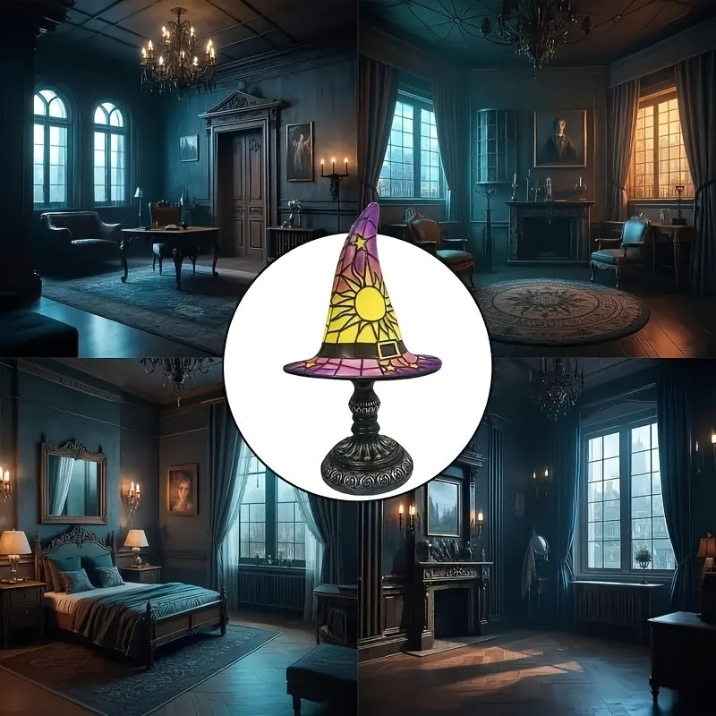 1pc of Gothic Witch Hat Lamp-Purple, Yellow or Pink, USB Powered Desktop Lighting with Switch, No Battery Required-Suitable for Halloween Decoration, Magic Party, Bedroom, Haunted House-Witch Hat Night Light SS69