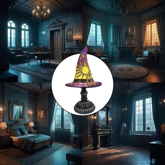 1pc of Gothic Witch Hat Lamp-Purple, Yellow or Pink, USB Powered Desktop Lighting with Switch, No Battery Required-Suitable for Halloween Decoration, Magic Party, Bedroom, Haunted House-Witch Hat Night Light SS69