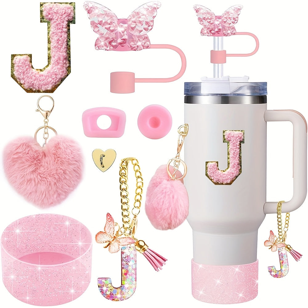8pcs Cup Accessories for Cup 30oz 40oz Includes Butterfly Straw Cover Cap Silicone Boot Alphabet Handle Charm Initials Sticker 2pcs Spill Proof Stopper Heart Hook Love Plush Ball, Best for Christmas, Perfect for Thanksgiving SS69 15.69 J