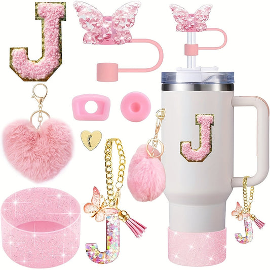 8pcs Cup Accessories for Cup 30oz 40oz Includes Butterfly Straw Cover Cap Silicone Boot Alphabet Handle Charm Initials Sticker 2pcs Spill Proof Stopper Heart Hook Love Plush Ball, Best for Christmas, Perfect for Thanksgiving SS69 15.69 J