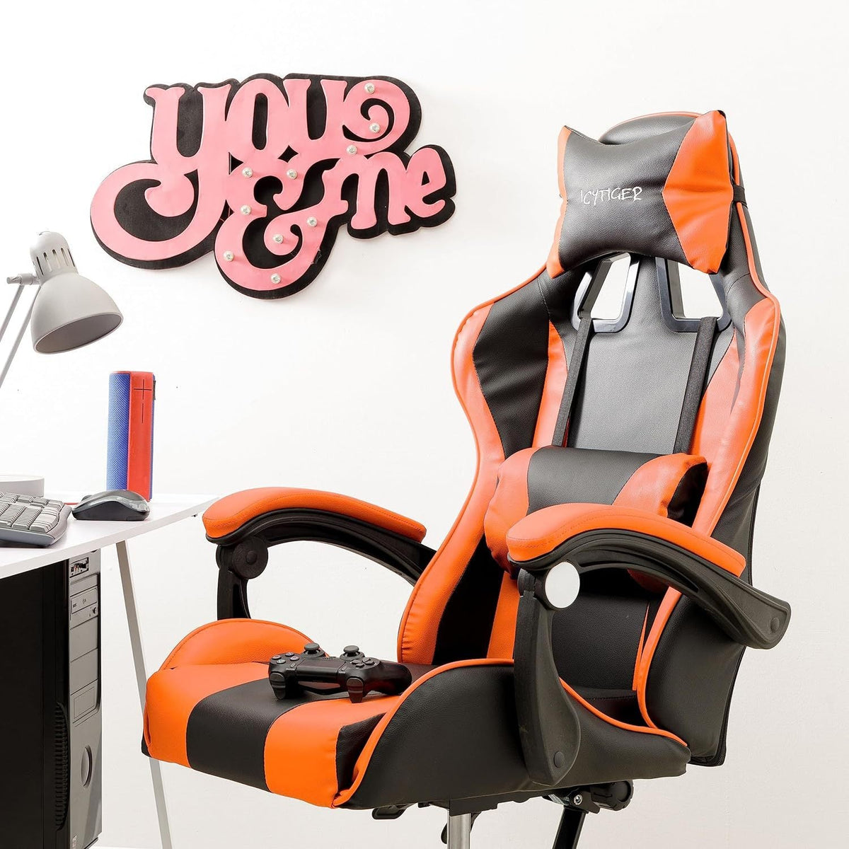 Baroni Home Gaming Chair, Ergonomic Office Chair with Adjustable Backrest, Headrest And Lumbar Support SS69