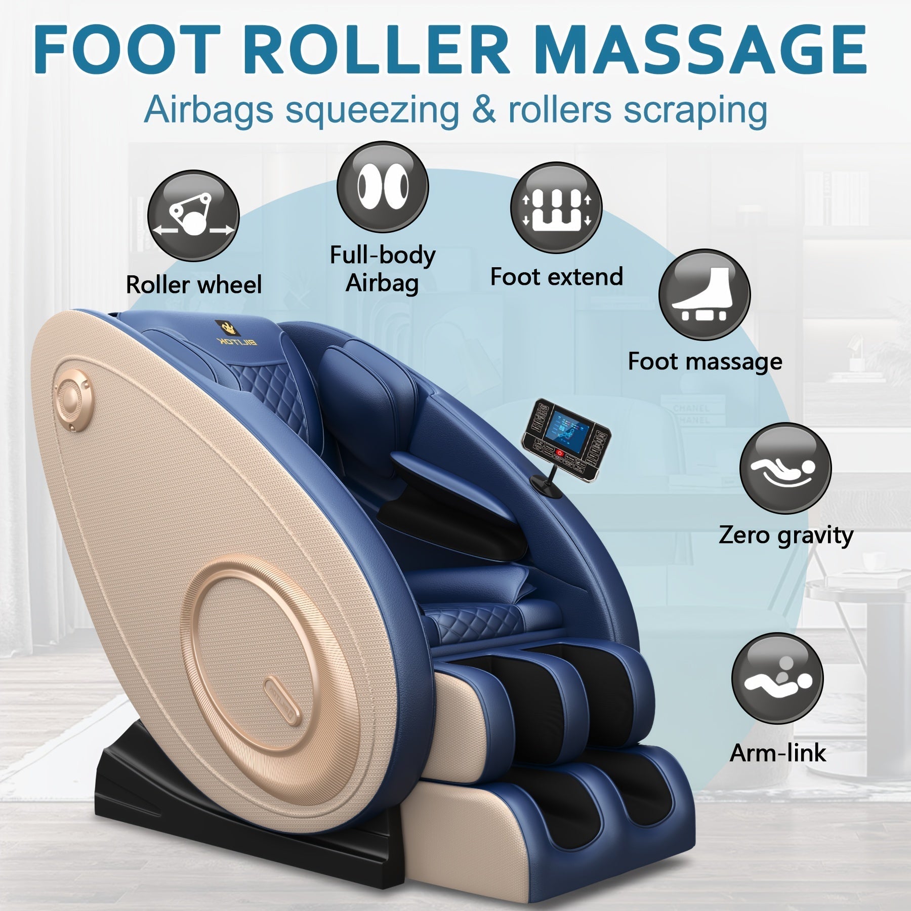 Massage Chair Recliner, Massage Chair Zero Gravity Full Body With Heating, Airbags, Foot Roller, Touch Screen, Ideal For My Older Placed, Easy To Use At Home And In The Office SS69