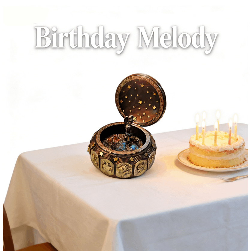 Retro Constellation Music Box with Sankyo 18-Note Wind Up, Rotating Goddess LED Lights Twinkling, Music Jewelry Box, Birthday Gift, Christmas Anniversary Gift