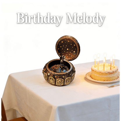 Retro Constellation Music Box with Sankyo 18-Note Wind Up, Rotating Goddess LED Lights Twinkling, Music Jewelry Box, Birthday Gift, Christmas Anniversary Gift