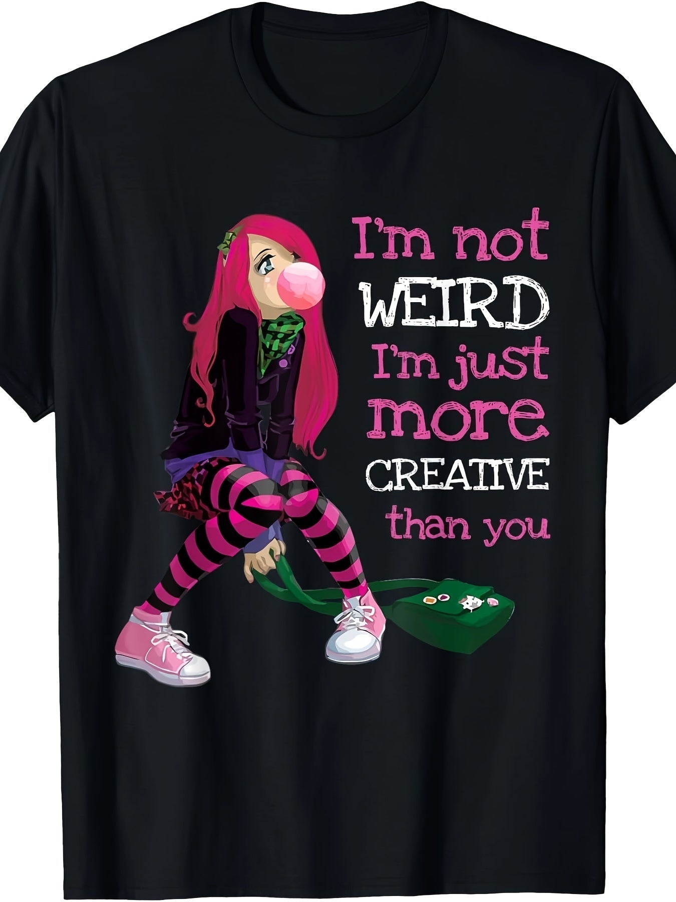 Chic Anime Girl Graphic Tee - 100% Cotton, Casual Short Sleeve Crew Neck T-Shirt for Men & Women SS69