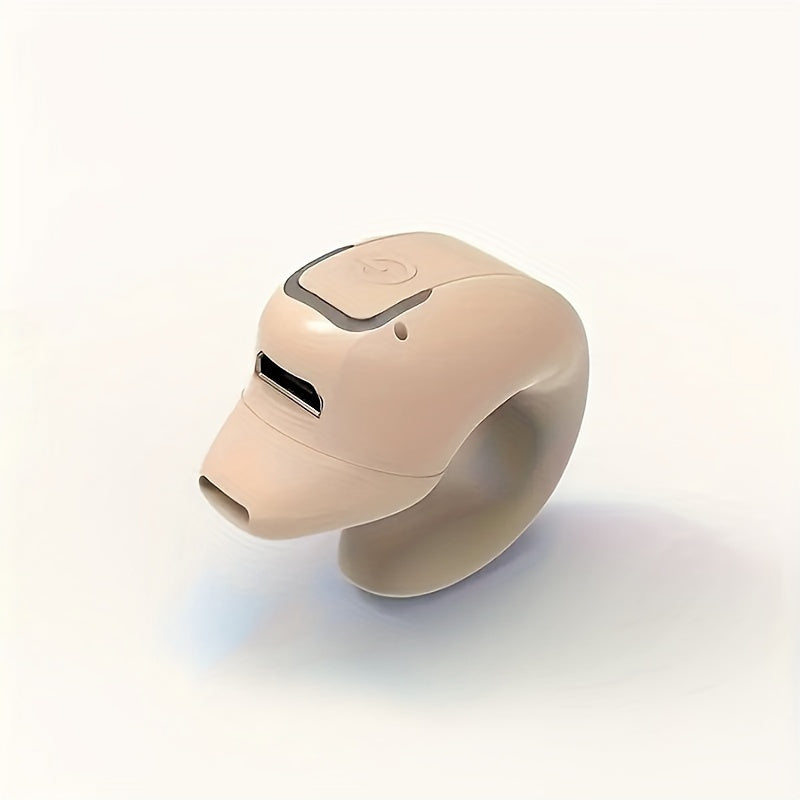 Clip-On Wireless Earbuds with Noise Cancellation, Phone Control, Rechargeable Lithium Polymer Battery, Comfortable Headphone Design for Sports, Camping, and Panoramic Sound Effects, Earbuds Wireless SS69 10.69 Beige