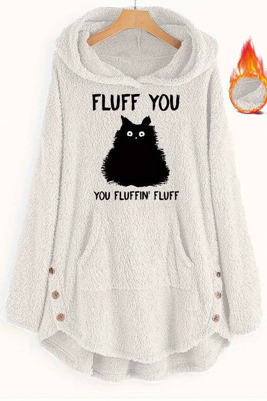 Plus Size, Plus Size Women's Autumn Winter -Lined Thickened Hooded Hand- Sweatshirt