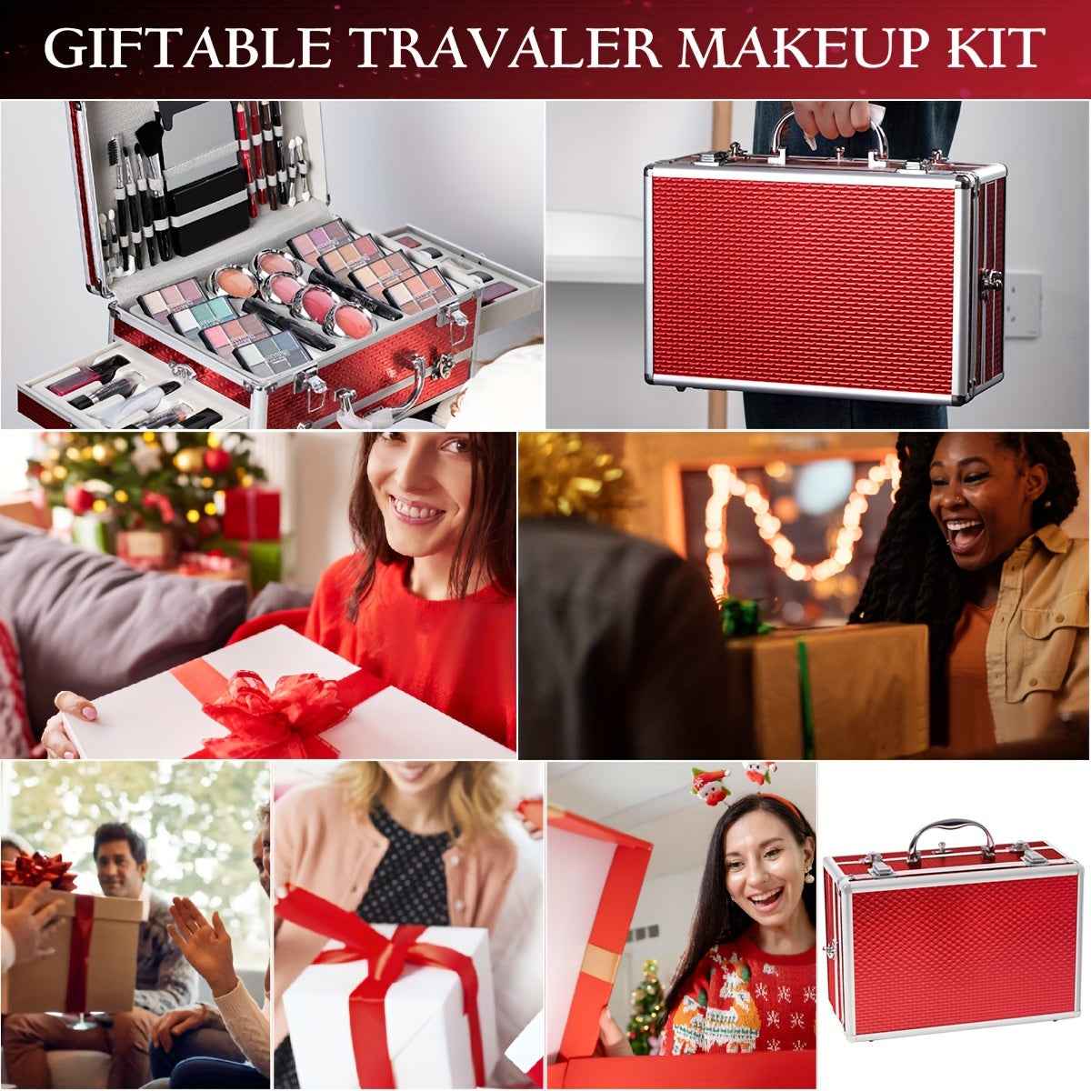New Year Gift Cosmetic Set, Full for makeup Kit with Eyeshadow, Blush, Lipstick, Contour, Concealer, Eyeliner, Suitable for Makeup Artists and Beginners, Perfect Surprise for Friends and Family