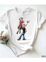 "White Women's Cotton T - Shirt: Popeye and Sweetheart Illustration" SS69