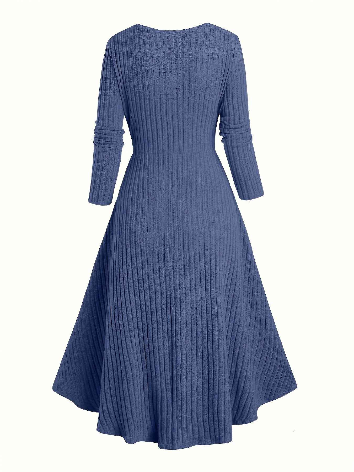 Ribbed Dress , Long-Sleeve , for Autumn And Winter , Commutes