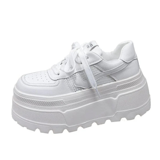 8CM Spring Summer Thick Sole Casual Dad Shoes Breathable Mesh Chunky Sneakers Lace - up High Platform Sports Shoes Zapatos Mujer - SS69