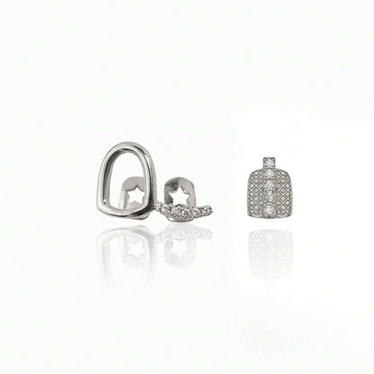 RAPIKING 2pcs Stylish Hip Hop Grillz - Punk Style, Cubic Zirconia Inlaid, Unisex Teeth Caps for Streetwear Fashion, Ideal Christmas & Carnival Gifts - SS69