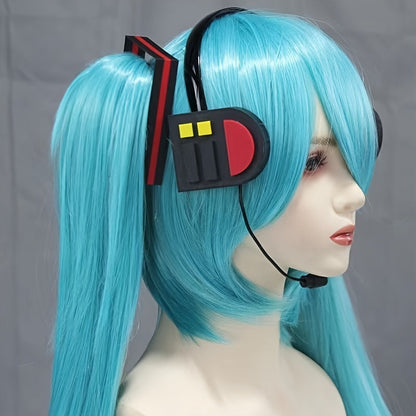 Anime-Inspired Cute Cosplay Headpiece with Red Accents, 3D Printed Twin Tails Hair Accessory, Plastic Material, Hand Wash Only, Animal Party Supplies and Performance Accessories for Festive Gatherings SS69