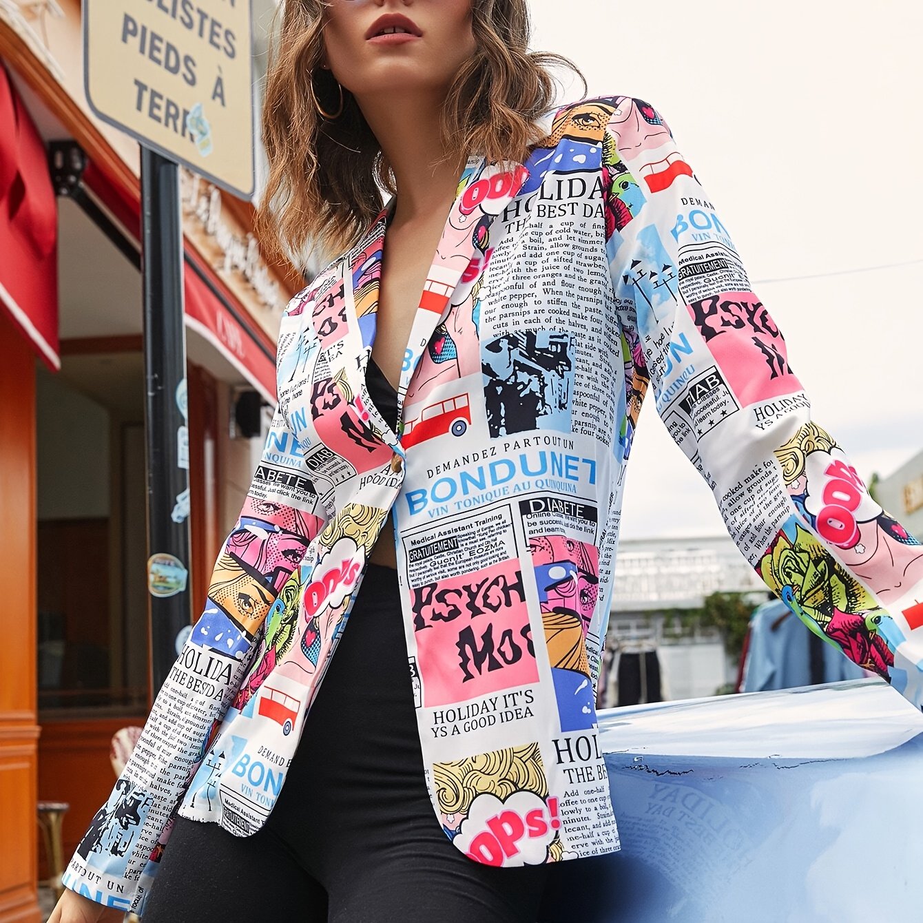 Spring/Autumn Graffiti Button- Long Sleeve Suit Jacket SS69 22.69 Tattoo Suit / XL