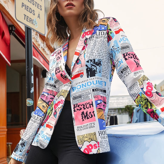 Spring/Autumn Graffiti Button- Long Sleeve Suit Jacket SS69 22.69 Tattoo Suit / XL