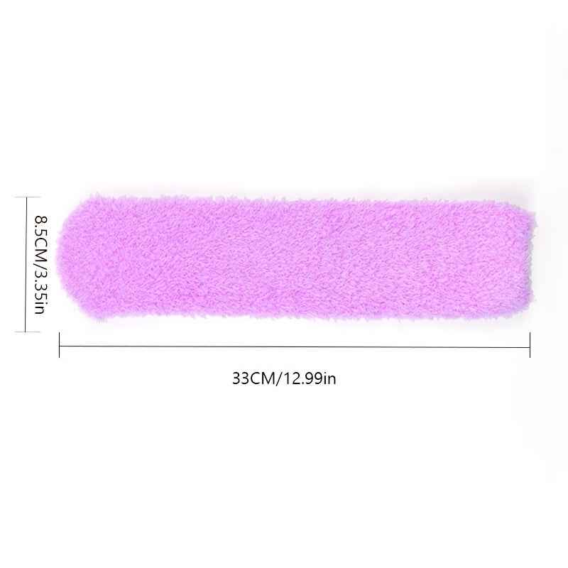 1 Pair Purple Mid-Calf Winter Warm Anti-Slip Knitted Socks with 