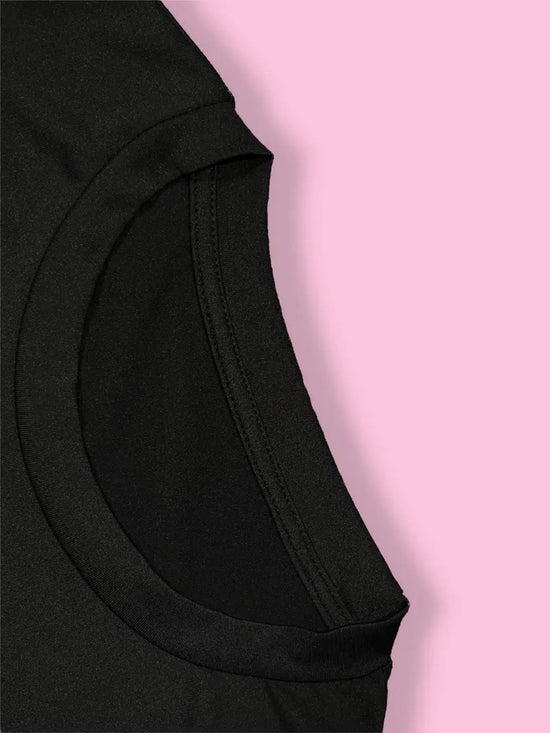 Women's Black Crop Top T-Shirt with 'Power and Love' Graphic Design - Short Sleeve, Casual Wear, Stretch Polyester Fabric, Fist & Floral Print, Machine Washable, Empowering Apparel | Fitted Crop Top | Glossy Texture SS69