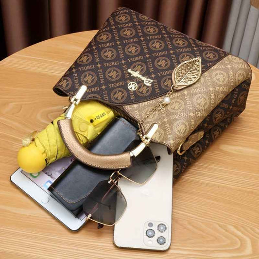 FIDM Women's 3pcs Golden  Handbag Collection - Elegant ic Closure Tote, Matching Clutch & Wallet/Purse, Luxury  for, Wedding, Travel (Golden-Tone, Durable & Versatile)