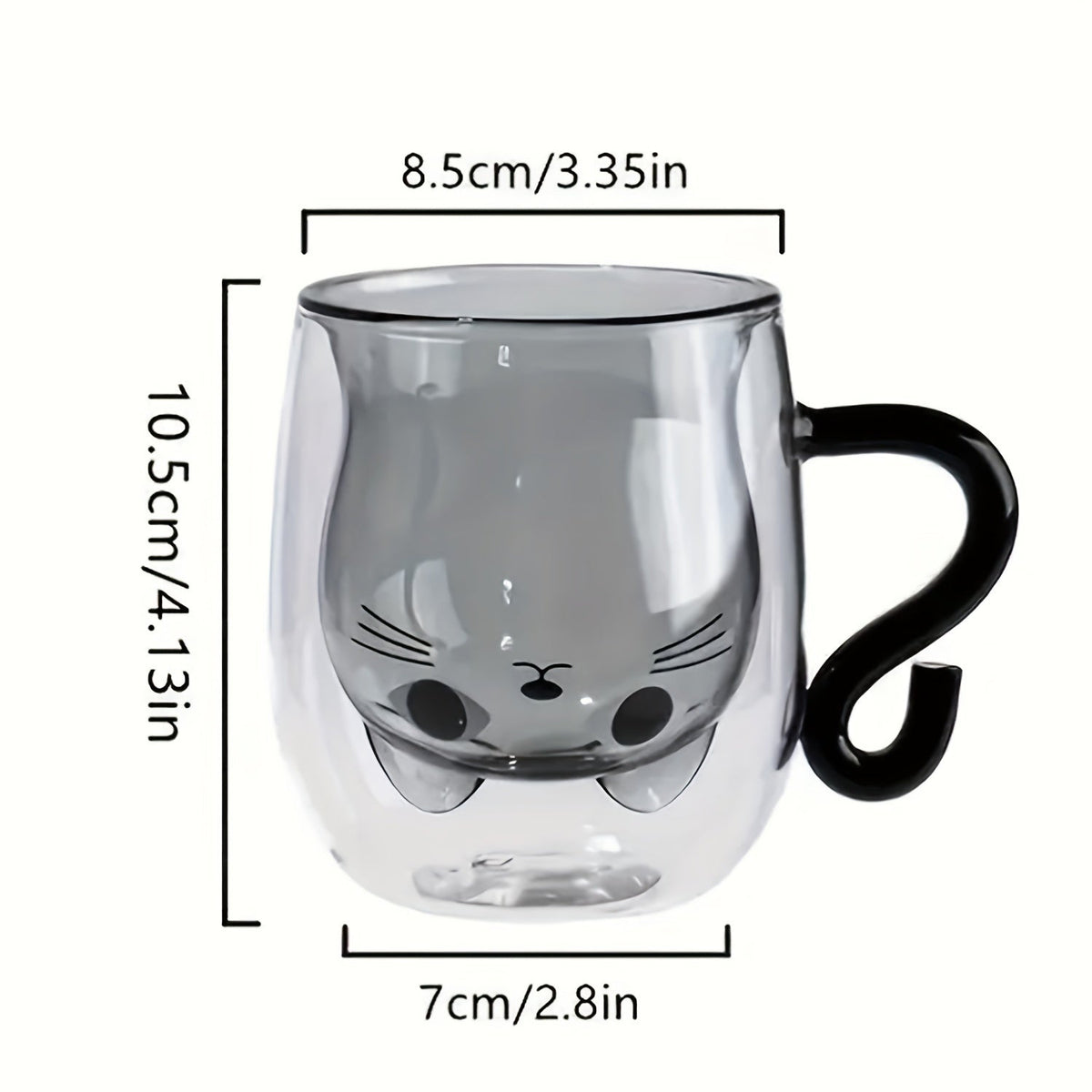 1 pc, cute kawaii cat coffee mug, insulated double wall glass, multi-purpose, reusable, perfect birthday/Christmas gift SS69