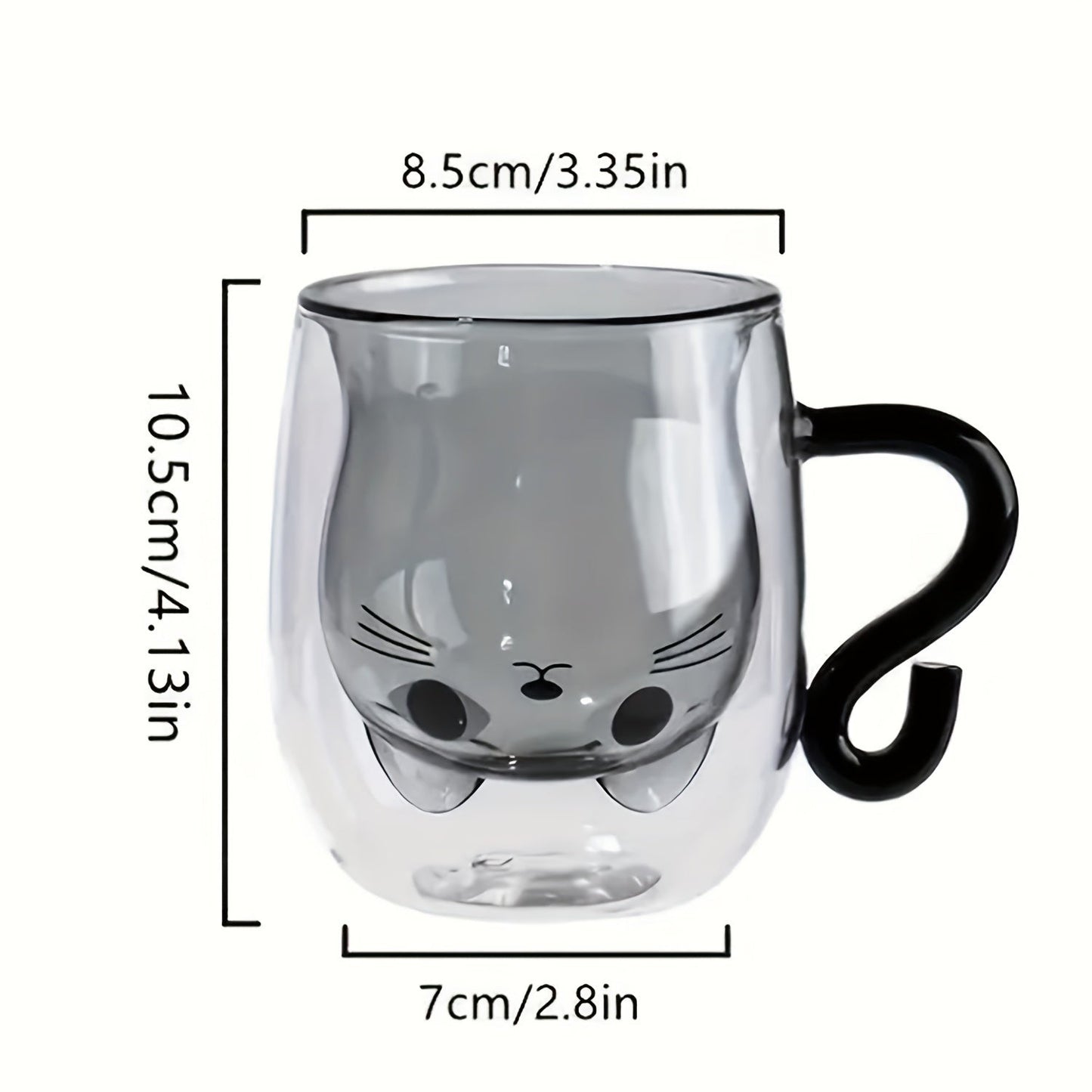 1 pc, cute kawaii cat coffee mug, insulated double wall glass, multi-purpose, reusable, perfect birthday/Christmas gift SS69
