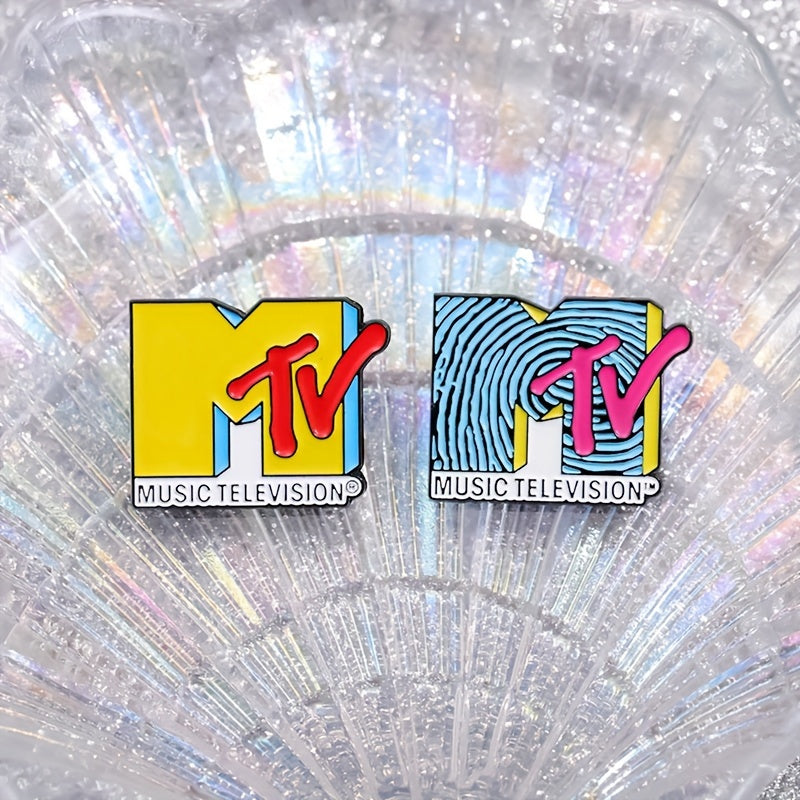 3pcs MTV Cartoon-Inspired Alloy Brooch Pins - Vibrant, Colorful Music Television Metal Badge Accessories, Cute and Versatile for Casual Attire SS69