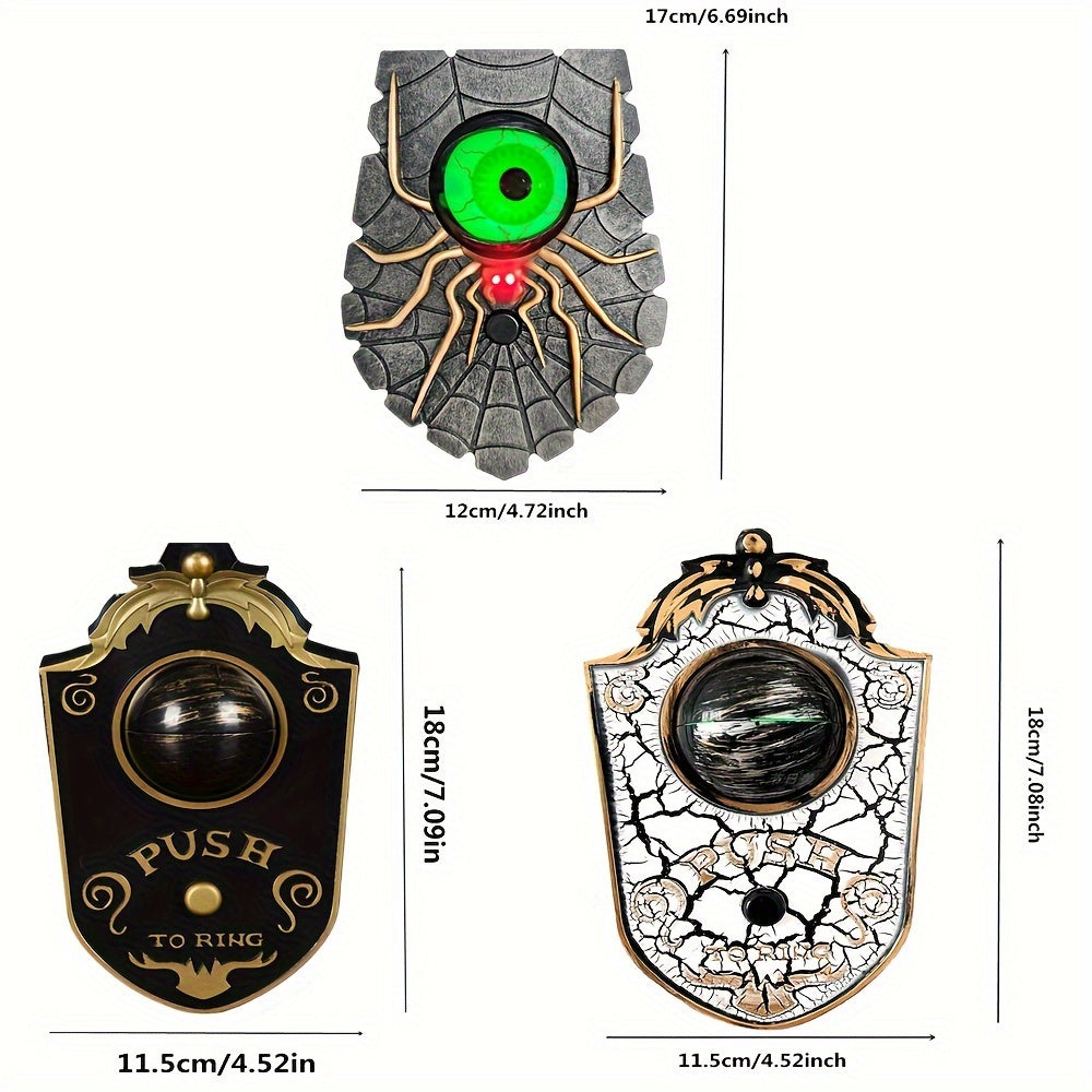Sinister Haunted Doorbell - Luminous Ghostly Eye, Horror Sound Effects, and Animated Movement - Battery-Operated Halloween Decorative Hanging Prop for Universal, Oktoberfest, and Day of the Dead Celebrations (Requires 3 AAA B SS69