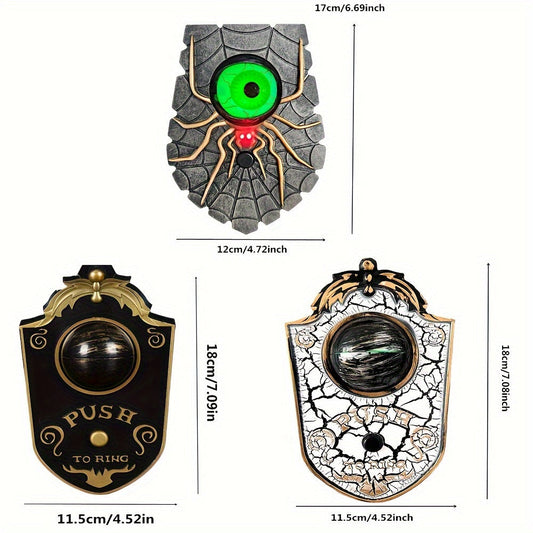 Sinister Haunted Doorbell - Luminous Ghostly Eye, Horror Sound Effects, and Animated Movement - Battery-Operated Halloween Decorative Hanging Prop for Universal, Oktoberfest, and Day of the Dead Celebrations (Requires 3 AAA B SS69