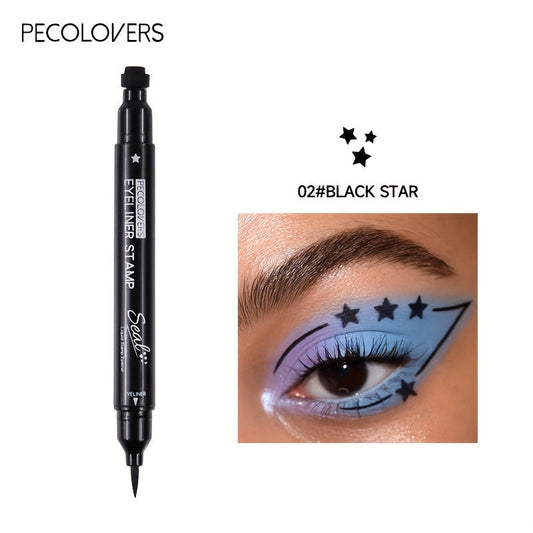 Black Liquid Eyeliner Pen | 1pc | 2-in-1 Double-Headed Moon Stamp Design | Quick Dry, Non-Smudge, Waterproof, Long-Lasting | Eye Makeup Cosmetic, Eye Makeup Essentials | Precision Eyeliner Application | Innovative Beauty Prod SS69 6.69 02
