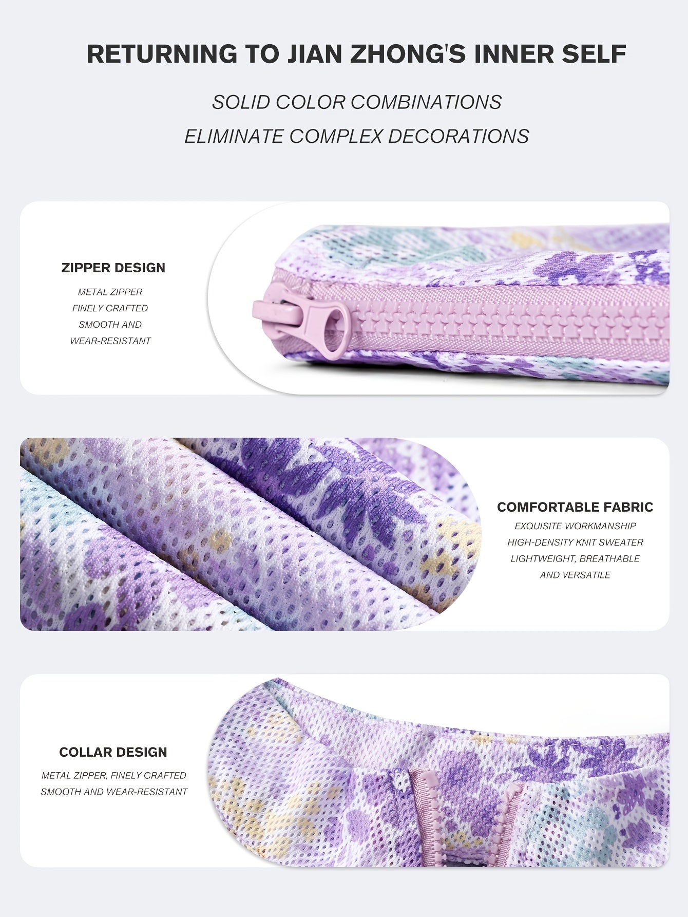 Spring and summer new mesh printed breathable quick drying long sleeved cardigan zipper jacket for women, solid color wide shoulder sports vest, running training Light Beige friendly fitness pants, yoga suit three piece set ( SS69