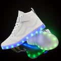 [LED Dancing Shoes] LED Lights Up Dancing Shoes | Luminous Flashing Trainers for Women and Men, Unisex Couples Sneakers, Lace Up SS69 51.69 White / US 7.5