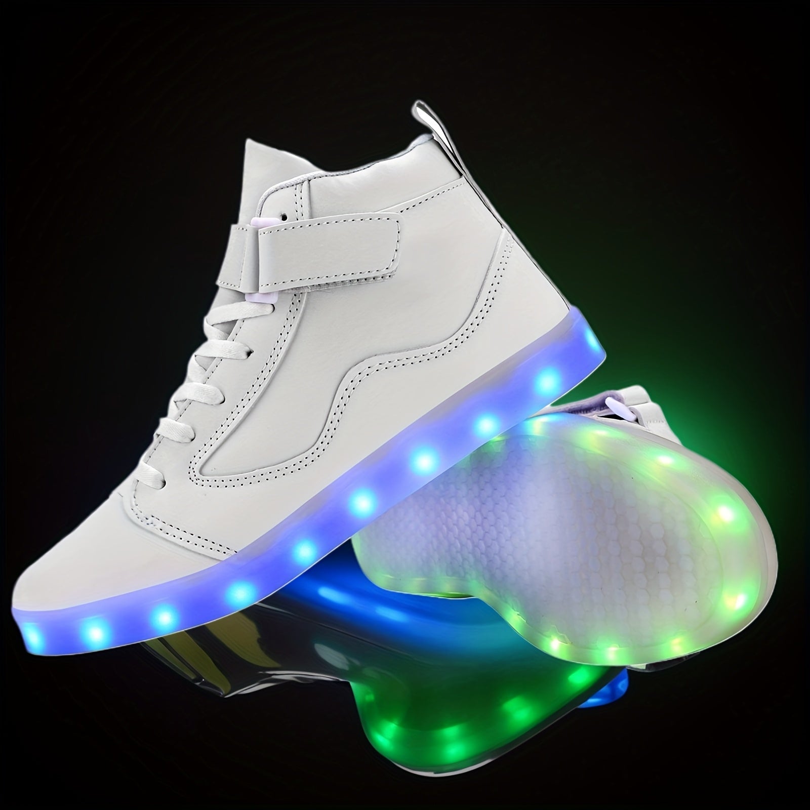 [LED Dancing Shoes] LED Lights Up Dancing Shoes | Luminous Flashing Trainers for Women and Men, Unisex Couples Sneakers, Lace Up SS69 51.69 White / US 7.5