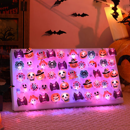 10/20/50pcs Ghost Fashion Halloween Glowing Ring, Pumpkin Skull Spider Web Bat Design, Horror Prop Supplies, Halloween Decoration, Festival Ring Design, Gift, Ring Packs. SS69