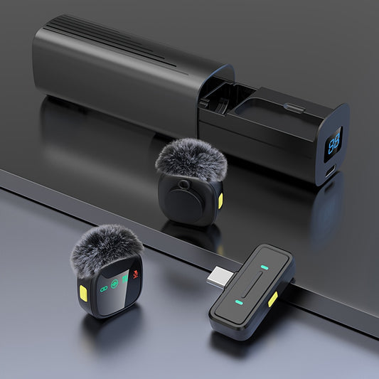 Professional Dual Wireless Lavalier Microphone with LED Charging Case, Suitable for Smartphones, Laptops, Recording Videos, Live Streaming, Interviews, and  Blogs