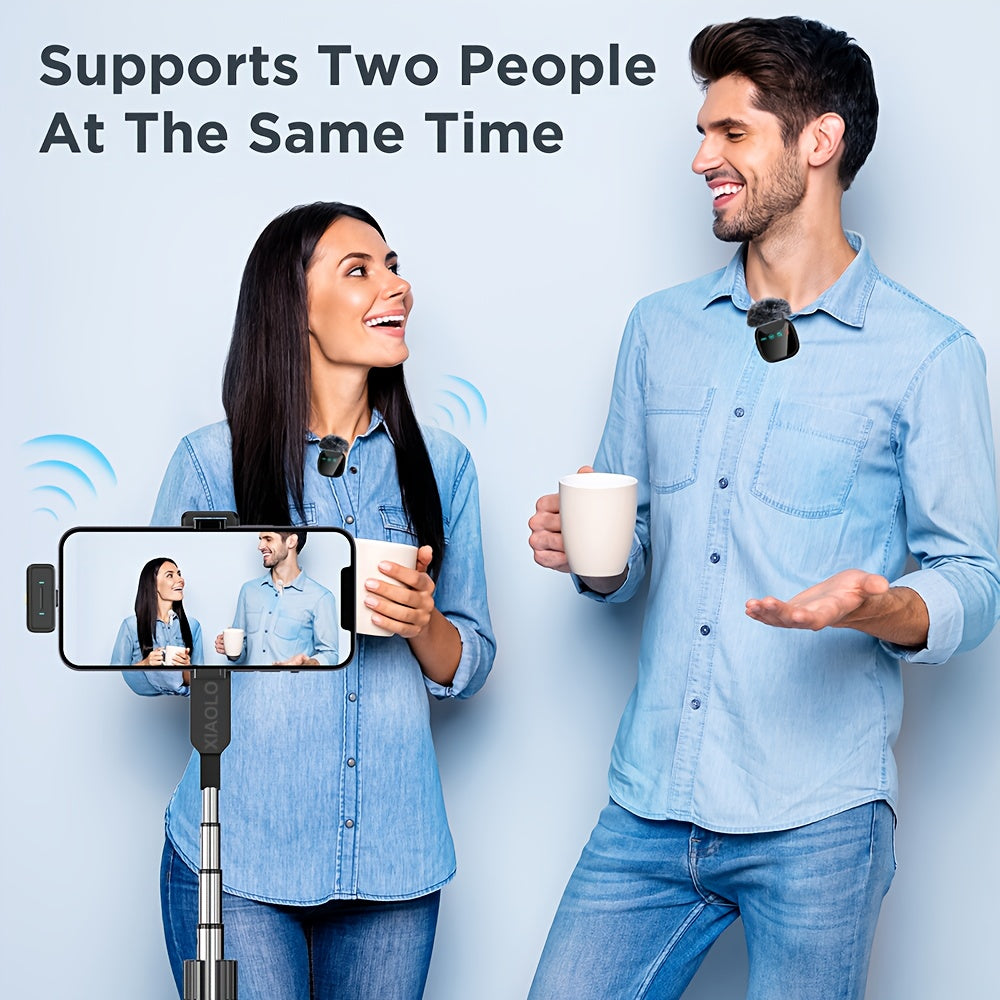 Professional Dual Wireless Lavalier Microphone with LED Charging Case, Suitable for Smartphones, Laptops, Recording Videos, Live Streaming, Interviews, and  Blogs