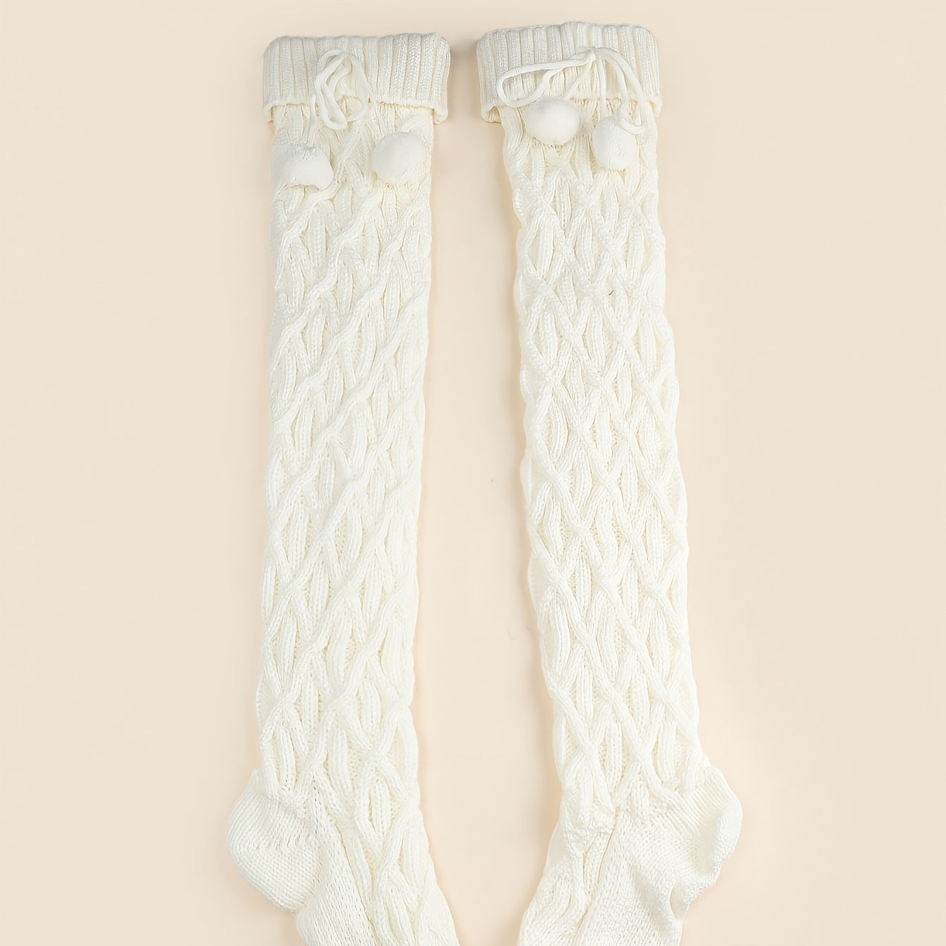 Over the knee socks, medium tube, diamond check pattern, hanging ball, long knitted thigh socks, soft and comfortable spring floor socks, suitable for matching skirts, jeans, boots, ideal gift for Mother's Day, birthday gift SS69