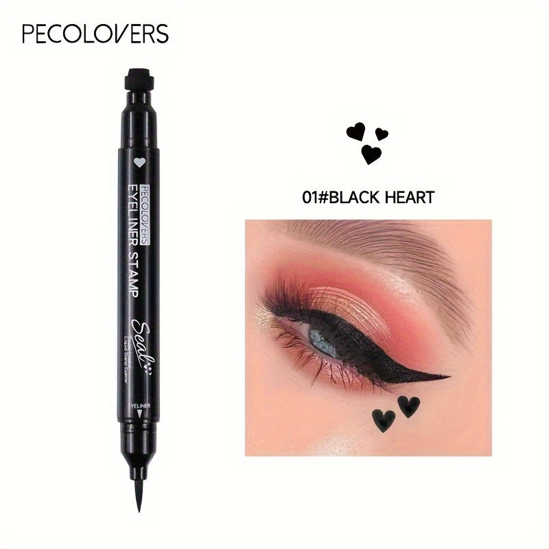 Black Liquid Eyeliner Pen | 1pc | 2-in-1 Double-Headed Moon Stamp Design | Quick Dry, Non-Smudge, Waterproof, Long-Lasting | Eye Makeup Cosmetic, Eye Makeup Essentials | Precision Eyeliner Application | Innovative Beauty Prod SS69 6.69 01
