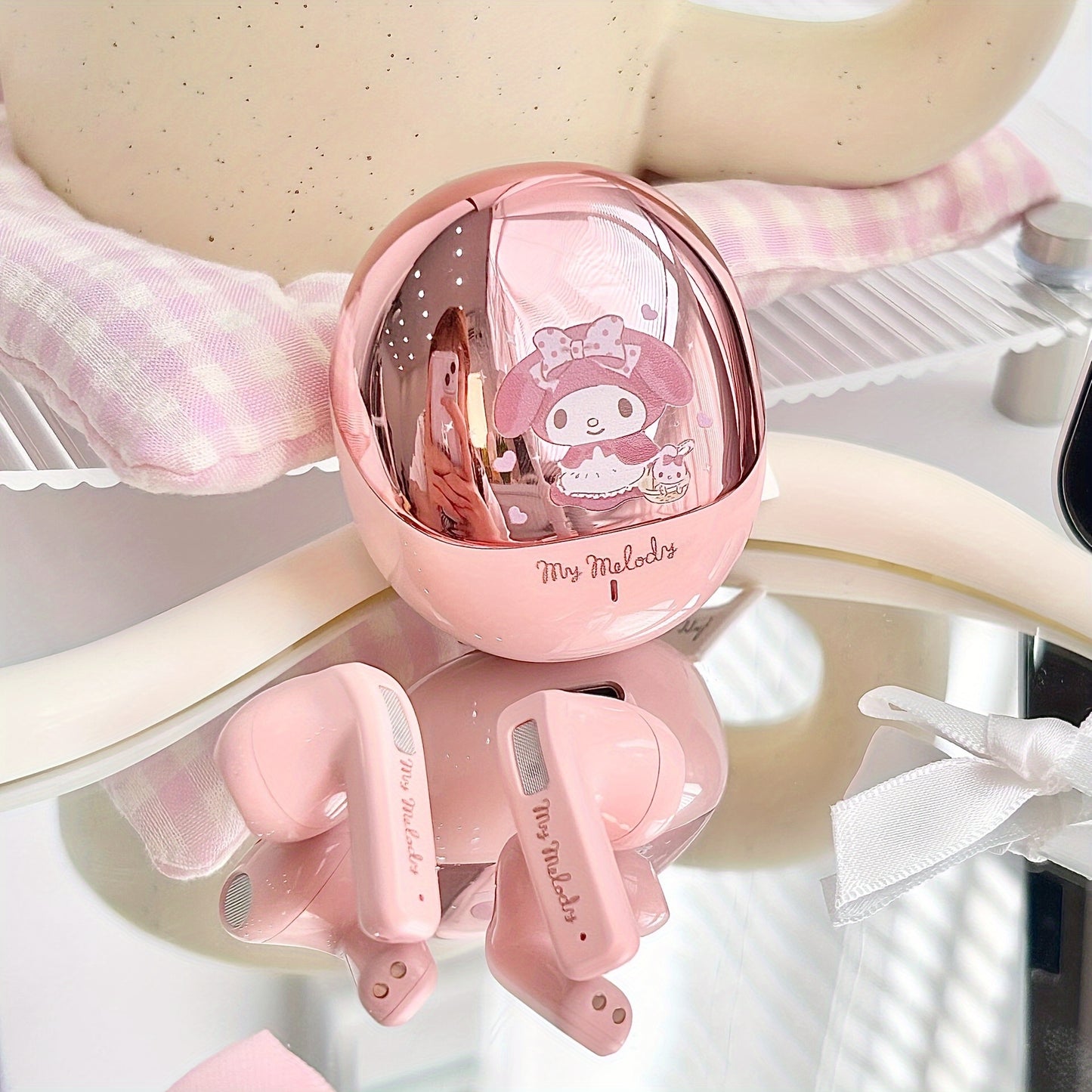 [Cute Kuromi Headphones] Sanrio Melody Kuromi Big Eared Dog Wireless Headphones - 3 Different Styles Available Cute Design with Battery Display Game Earplugs Unique Style Convenient for Carrying Smart Calls Suitable for Daily - SS69
