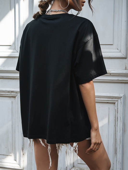 Women's Romanticasy Graphic Tee - Soft Crew Neck Short Sleeve T-Shirt with Book & Heart Design, Casual Everyday Top SS69