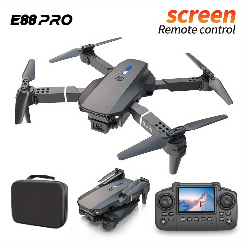 E88 Pro Version 2025 HD Dual Camera Drone with Screen Control - No Cellphone Required, One-Key Takeoff, Wi-Fi App Control, USB Charging, Durable & Reliable, Ideal for Beginners, Perfect Gift for Outdoor Camping and Vloggin SS69