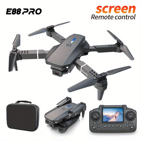 E88 Pro Version 2025 HD Dual Camera Drone with Screen Control - No Cellphone Required, One-Key Takeoff, Wi-Fi App Control, USB Charging, Durable & Reliable, Ideal for Beginners, Perfect Gift for Outdoor Camping and Vloggin SS69