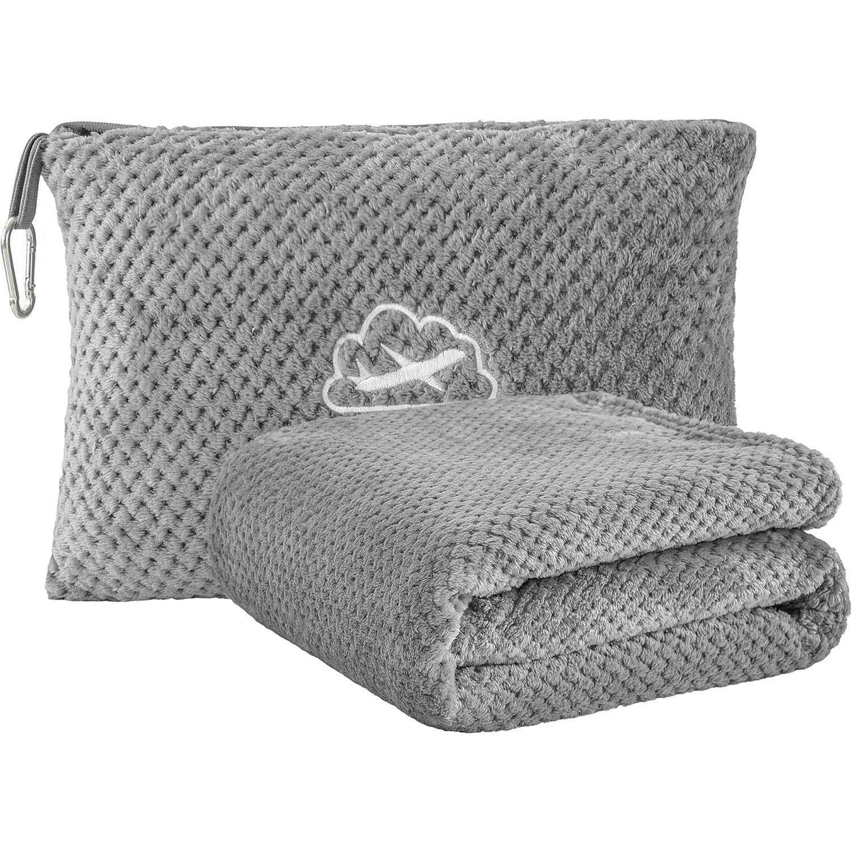 2-in-1 Ultra-Soft Flannel Travel Blanket with Pillow Travel Blanket Airplane Compact with Bag, Portable And Packable 2in 1 Jacquard Travel Pillow And Blanket Set, for Office, Sofa, Airplane & Car with Luggage Cover & Backpack