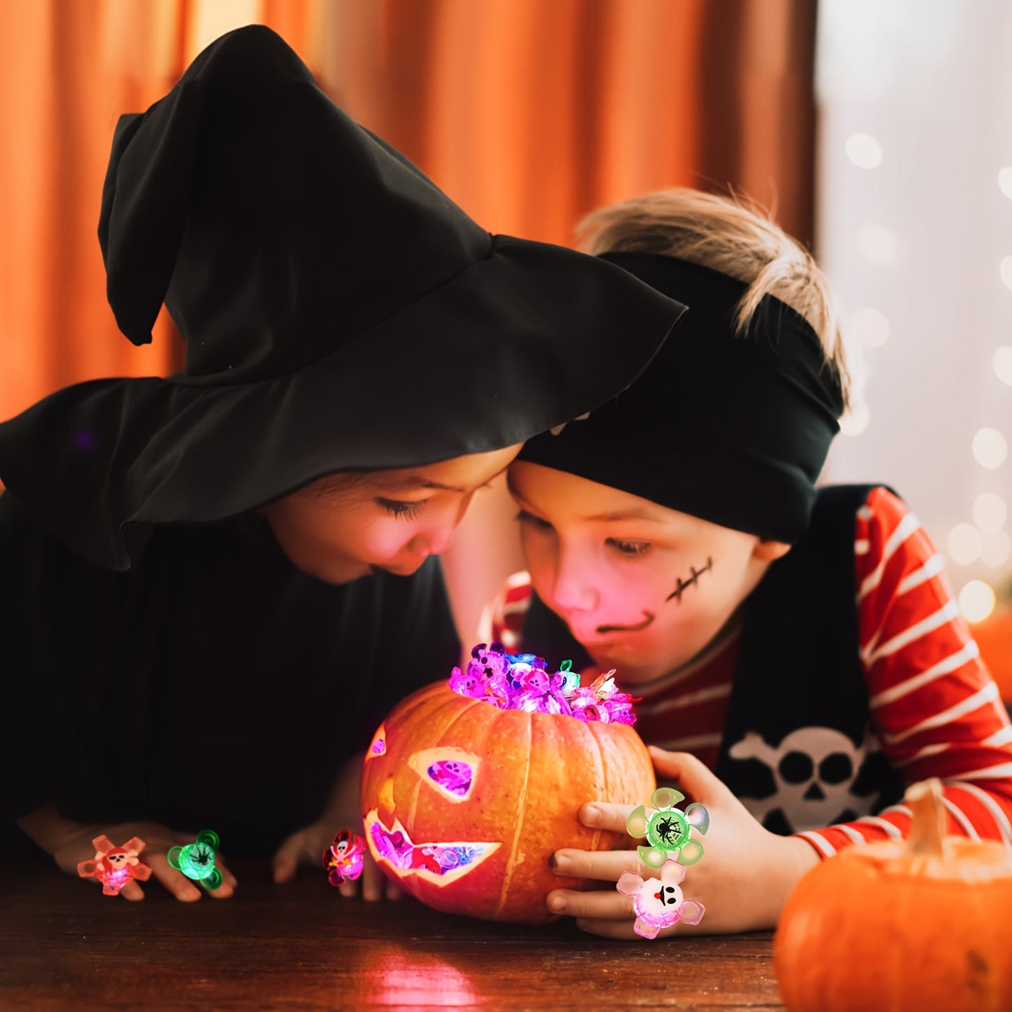 10/20/50pcs Ghost Fashion Halloween Glowing Ring, Pumpkin Skull Spider Web Bat Design, Horror Prop Supplies, Halloween Decoration, Festival Ring Design, Gift, Ring Packs. SS69