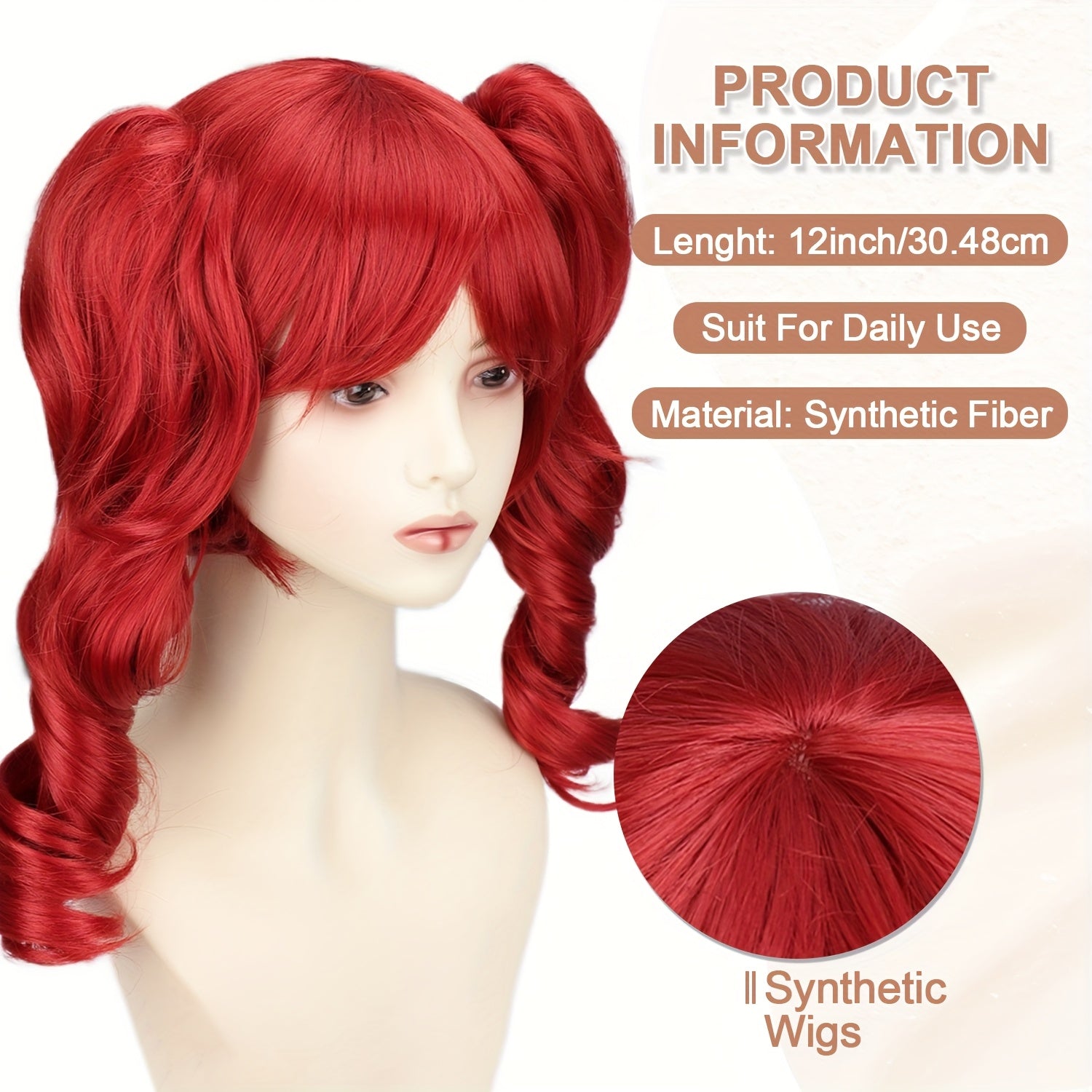 Women's Heat-Resistant Synthetic Fiber Curly Red Wig with Blonde Roots & Red Balloon-Style Hair - Scary Clown Costume for Halloween, Circus, Cosplay - Comfortable & Easy-Care Wavy Hair Design, Vibrant -Lasting Color, Versatil SS69