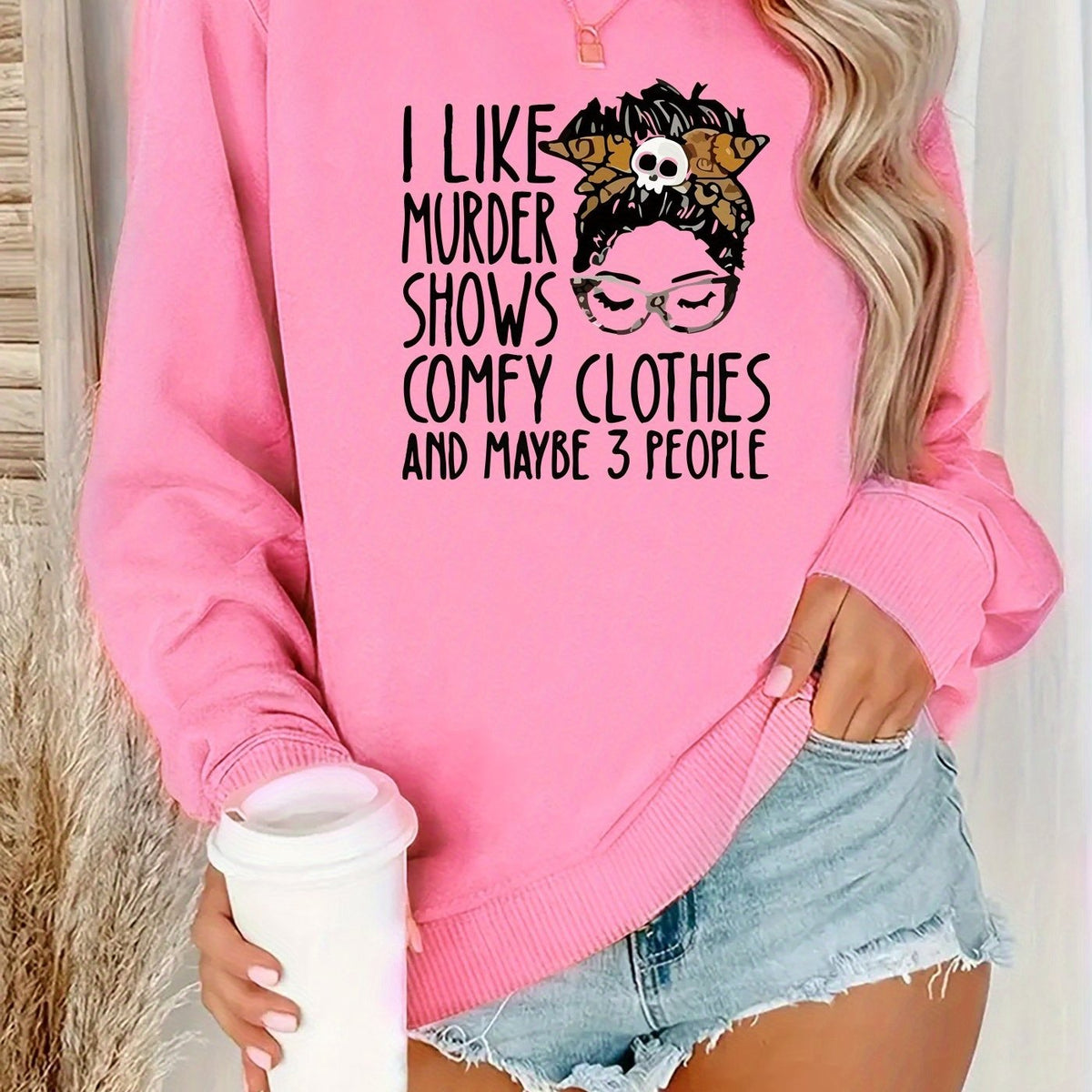 Women's Funny Murder Show Graphic Sweatshirt - Crime Drama TV Fan Apparel - Soft Polyester Pullover Sweater - Long Sleeve Round Neck Casual Sweater for Fall/Winter - Funny TV Show Outfit Gift for s & Women - Machine Washable SS69 20.69 Pink Color / XXL