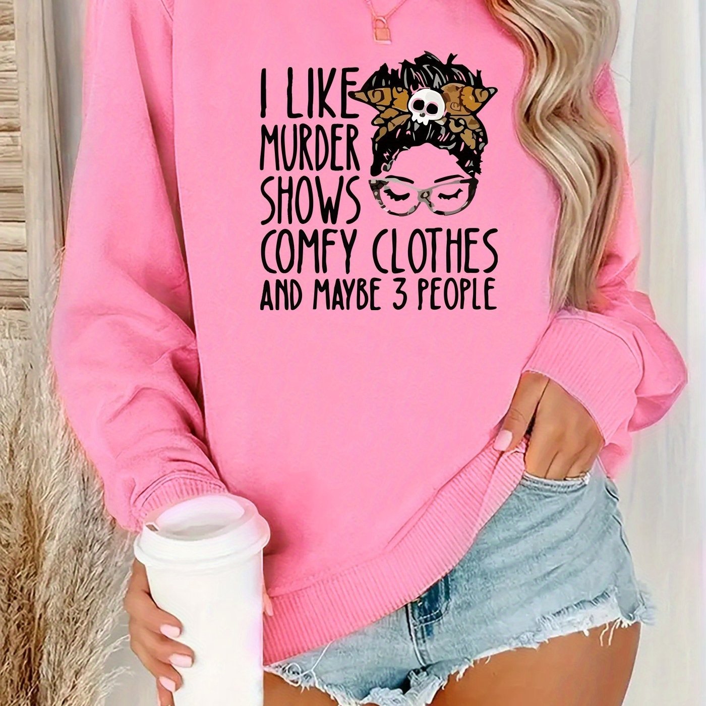 Women's Funny Murder Show Graphic Sweatshirt - Crime Drama TV Fan Apparel - Soft Polyester Pullover Sweater - Long Sleeve Round Neck Casual Sweater for Fall/Winter - Funny TV Show Outfit Gift for s & Women - Machine Washable SS69 20.69 Pink Color / XXL